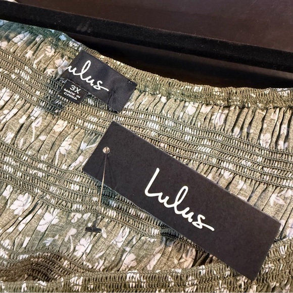 NWT Lulus ‘Strolls With You’ Olive Green Floral Print Puff Sleeve Maxi Dress 3X - Picture 5 of 15